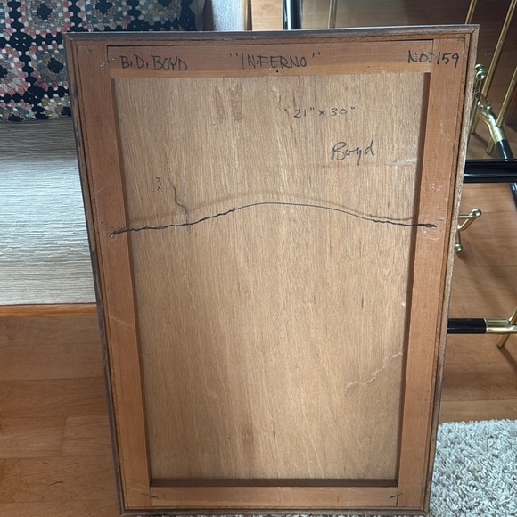 Abstract Purple textured Art Piece by Boyd wood framed on board - Picture 3 of 12